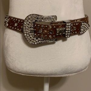💎Rhinestone cow hide belt 🐮